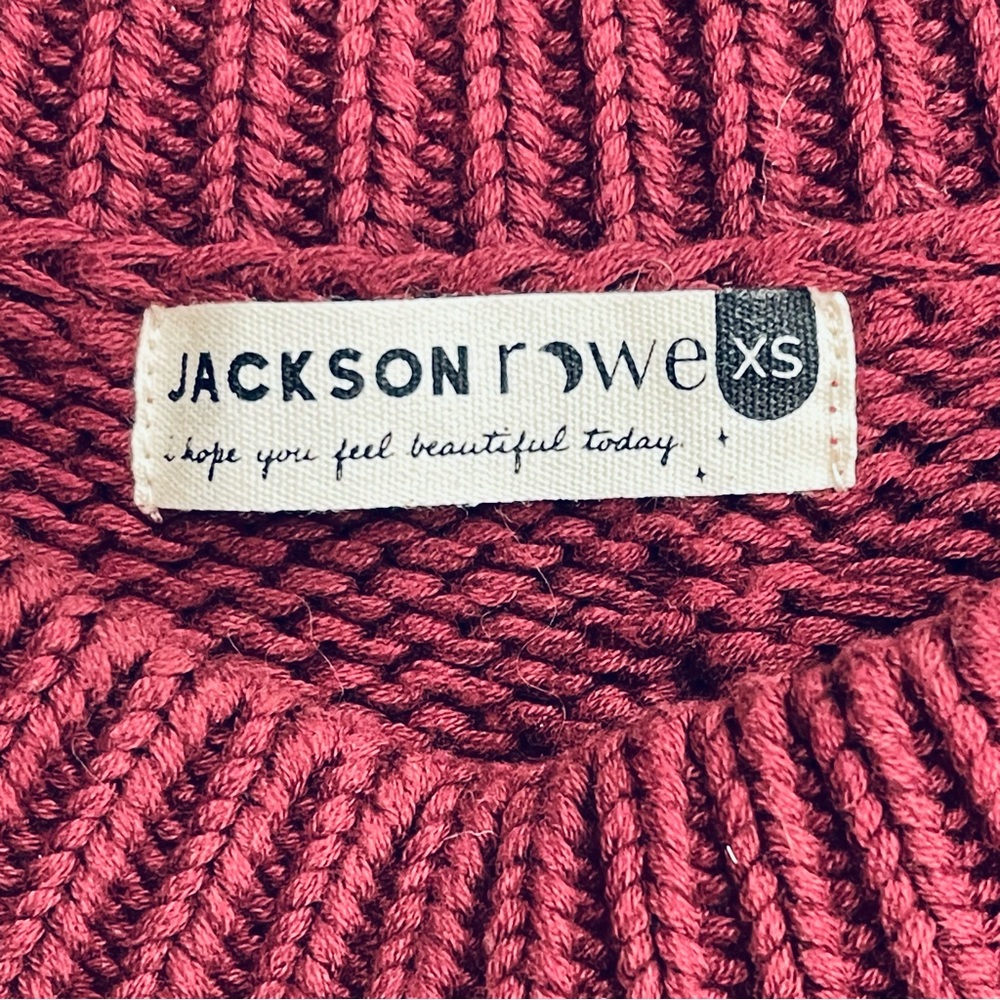 Jackson Rowe Mulled Wine Cotton Neptune Cable Knit Crew Neck Sweater (XS) - Picture 13 of 14